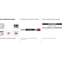 Adaptador puntas 1/4" ajuste rápido 150mm magnético Tivoly