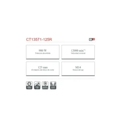 Amoladora el茅ctrica compacta Crown 脴125mm 900W