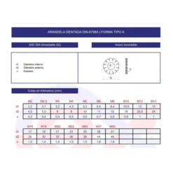Arandela dentada DIN-6798A inoxidable A2