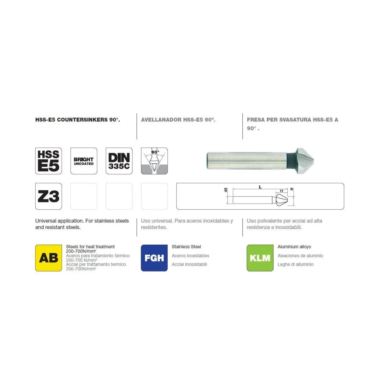 Avellanador DIN-335C HSS 90º Tivoly