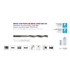 Broca DIN-338 cilíndrica HM 3XD punta metal duro