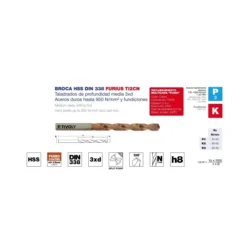 Broca DIN-338 cilíndrica HSS 3XD Furius Ti2CN