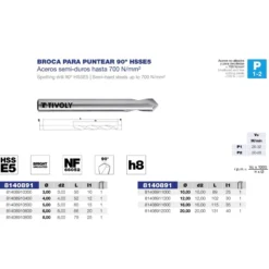 Broca puntear 90潞 NF-66052 HSSE5