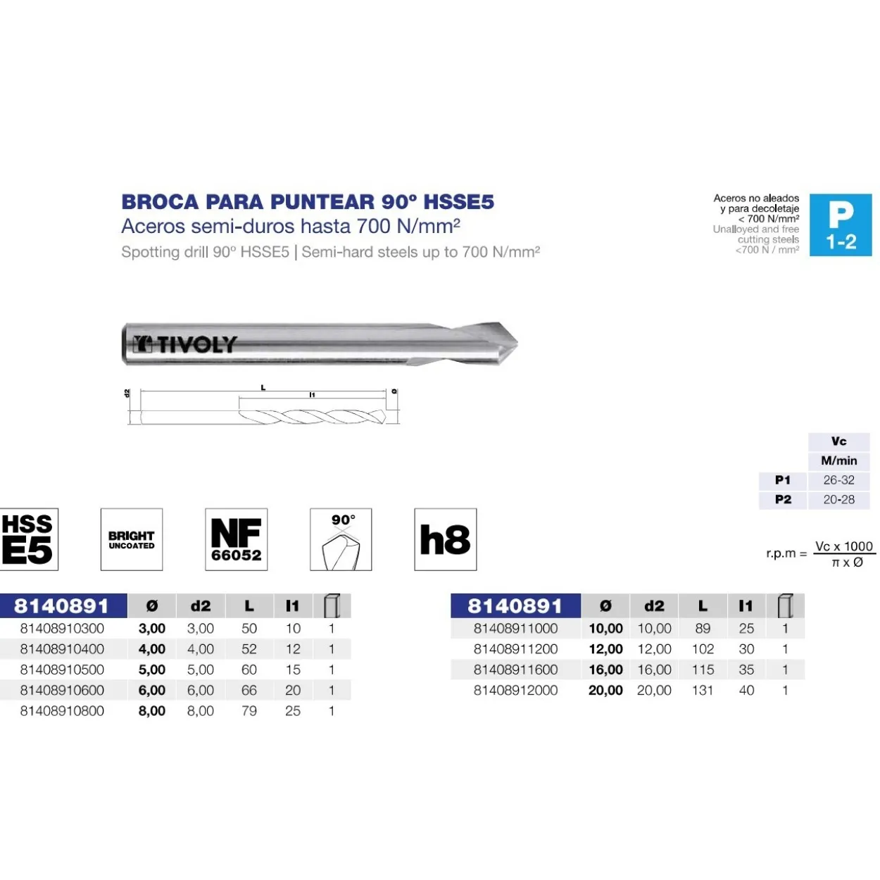 Broca puntear 90º NF-66052 HSSE5