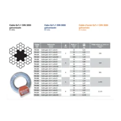 Cable de acero DIN-3055 6x7+1 galvanizado