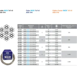 Cable de acero 7x7+0 inoxidable A4