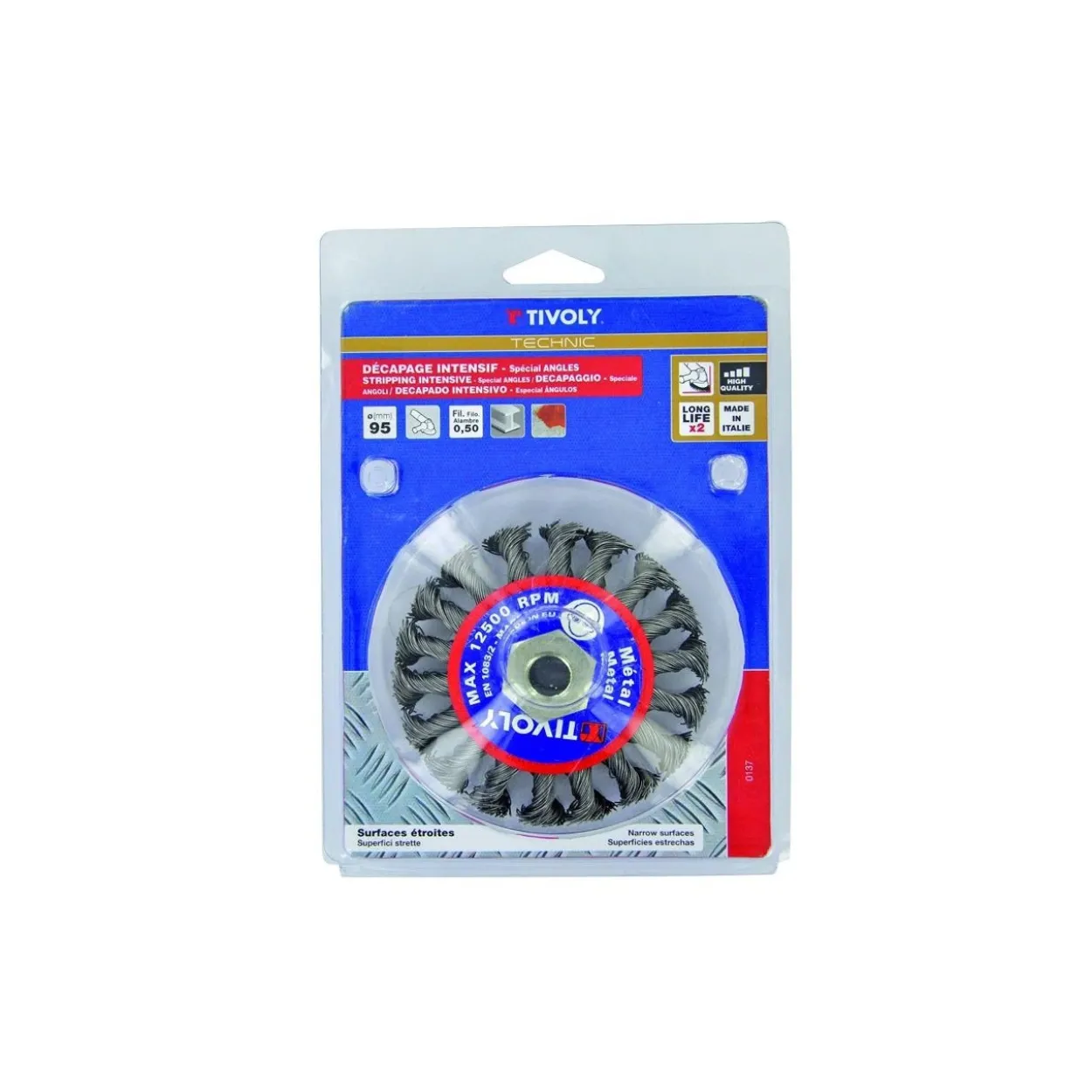 Cepillo cónico 95 mm metal Tivoly para amoladora