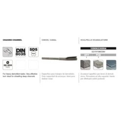 Cincel DIN-8035 SDS-Max tipo canal rozas Tivoly