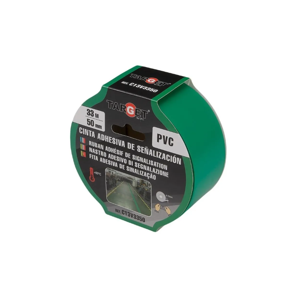 Cinta adhesiva PVC de señalización verde