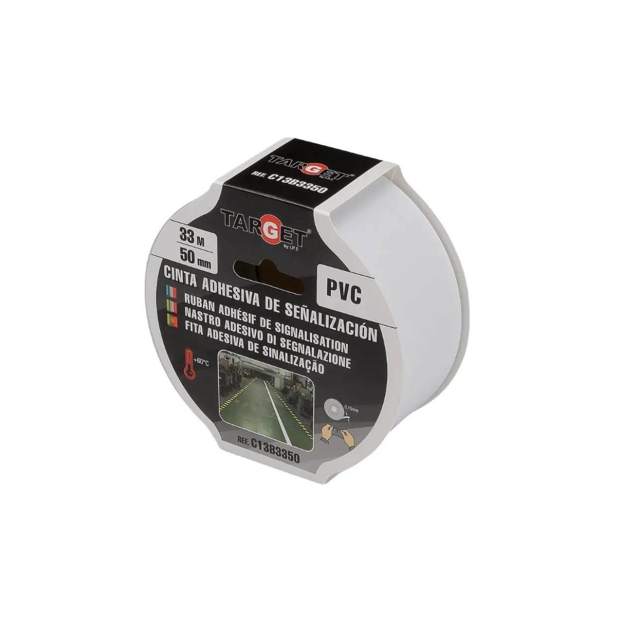 Cinta adhesiva PVC de señalización blanca
