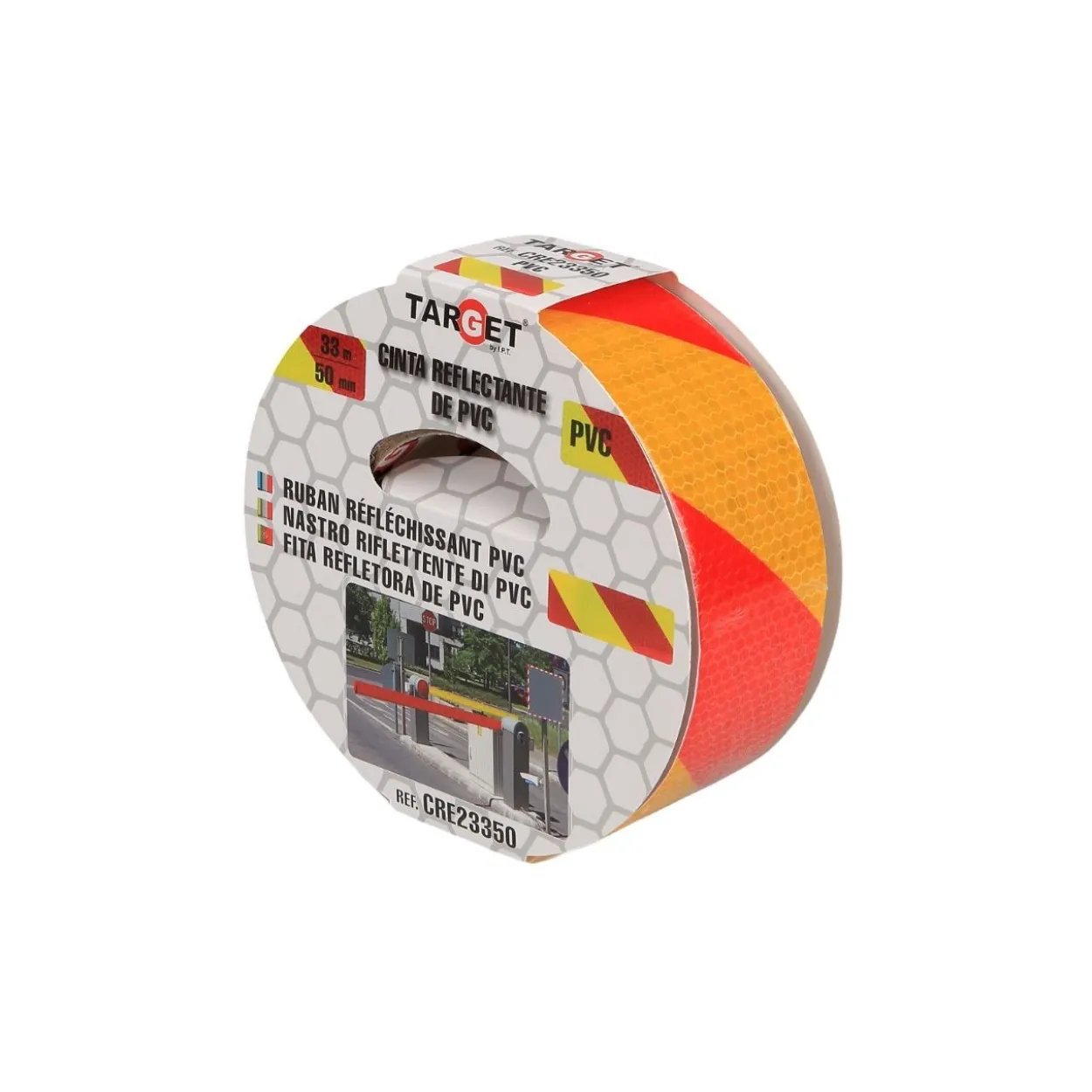 Cinta adhesiva reflectante PVC amarilla-roja