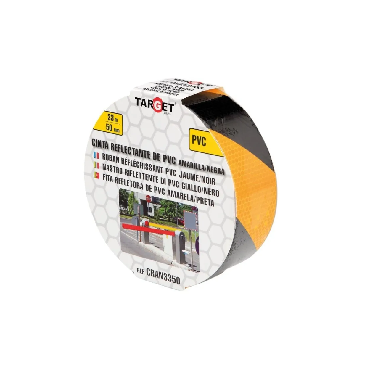 Cinta adhesiva reflectante PVC amarilla-negra
