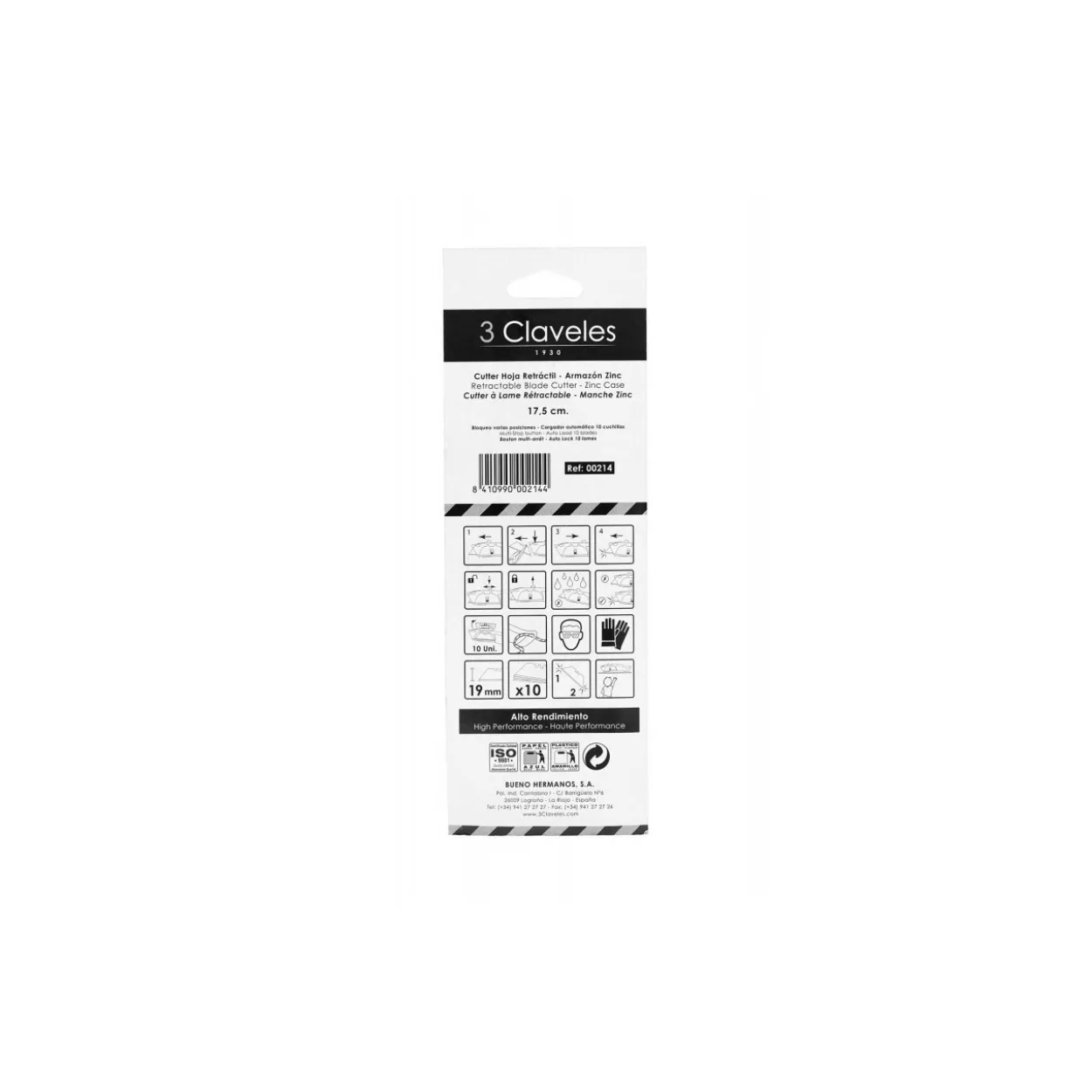 Cutter 3Claveles retráctil cargador automático