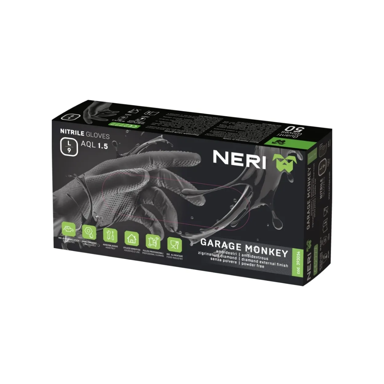 Guantes desechables nitrilo Garaje Monkey negro 50uds