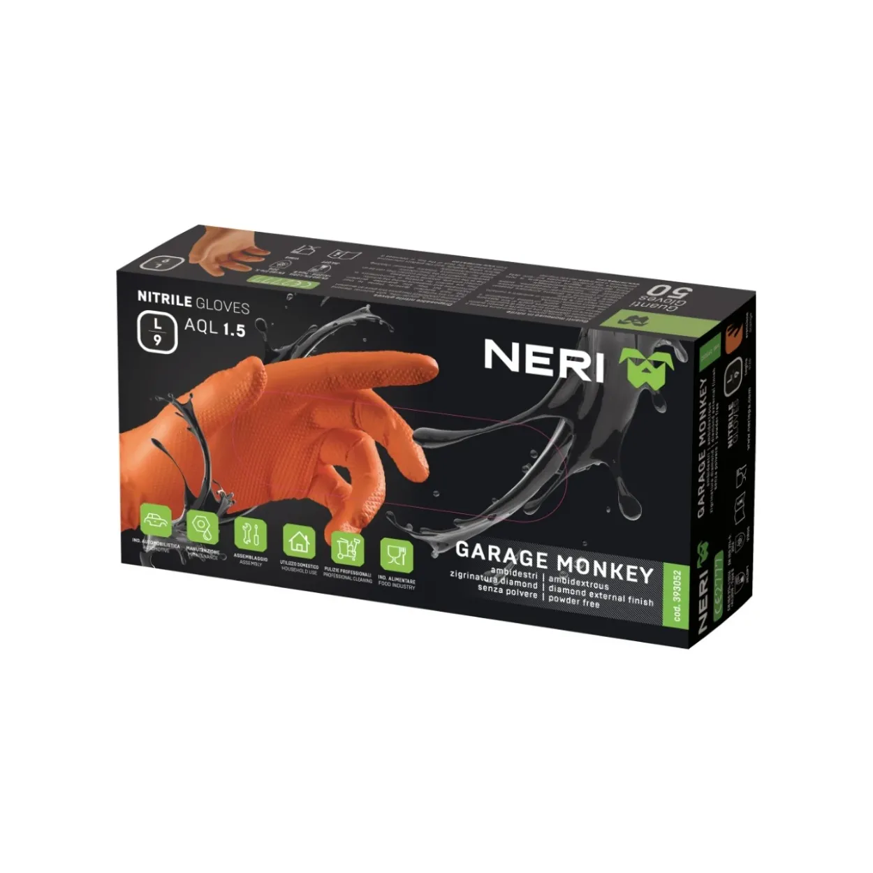 Guantes desechables nitrilo Garaje Monkey naranja 50uds