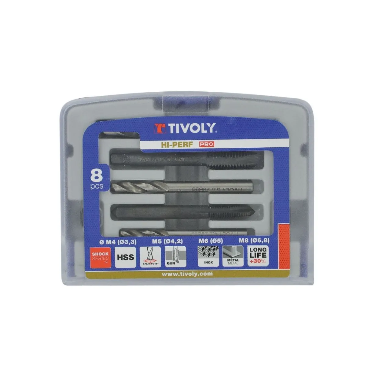 Juego de machos DIN-352 + brocas HSS 8pcs Tivoly