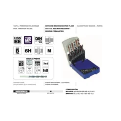 Juego 7 machos HSS-E TiCN + brocas Tivoly