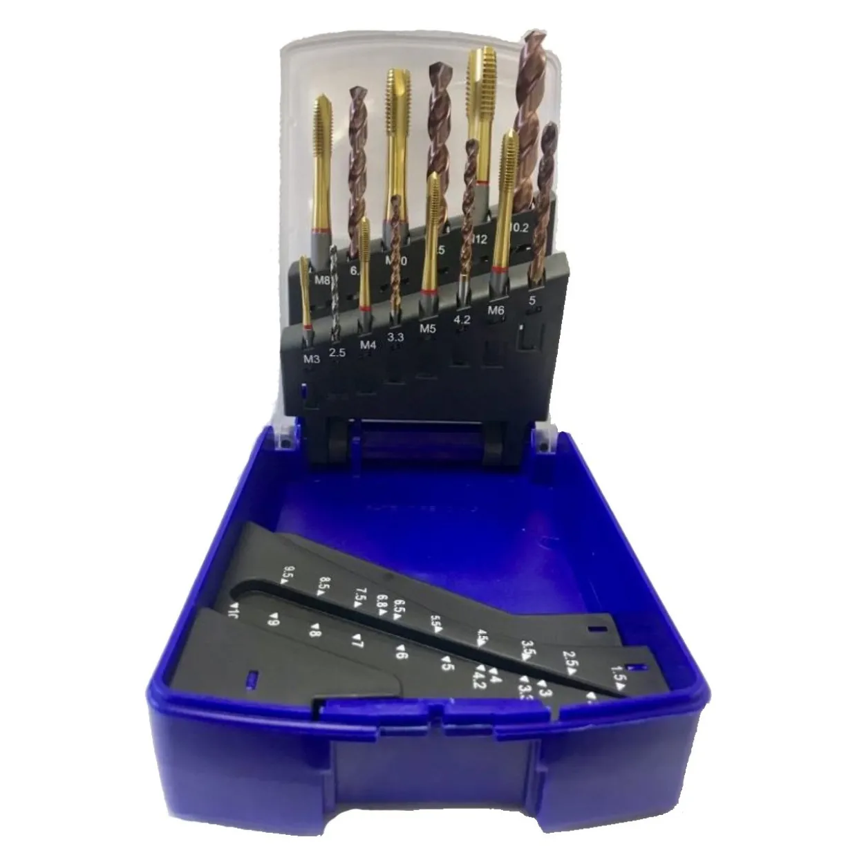 Juego 7 machos HSS-E TiN + brocas Tivoly