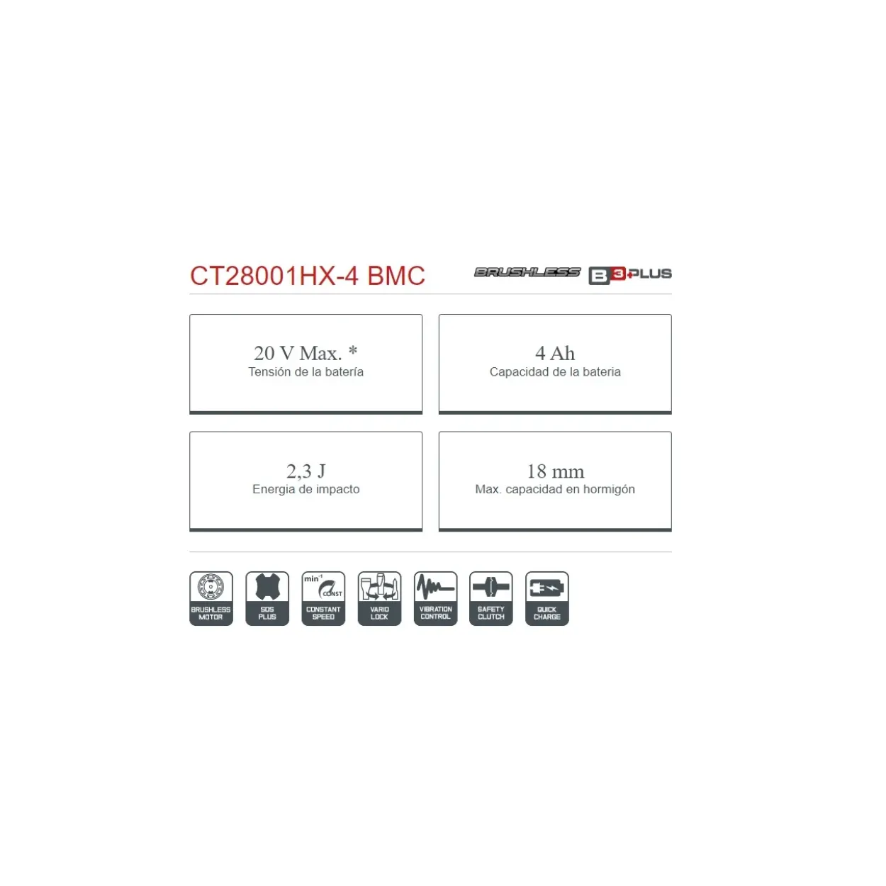 Martillo perforador ligero Crown SDS-Plus 20V/4Ah