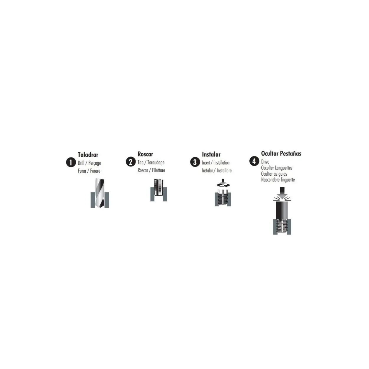 Set insertos autoblocantes Loksert paso fino inoxidable