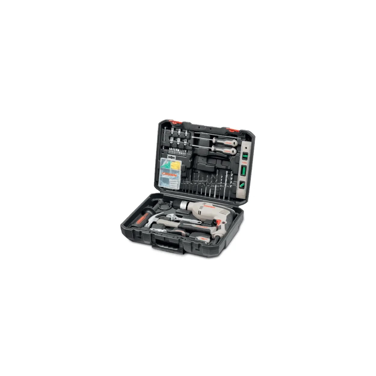 Set Taladro percutor Crown 600W + 98 accesorios