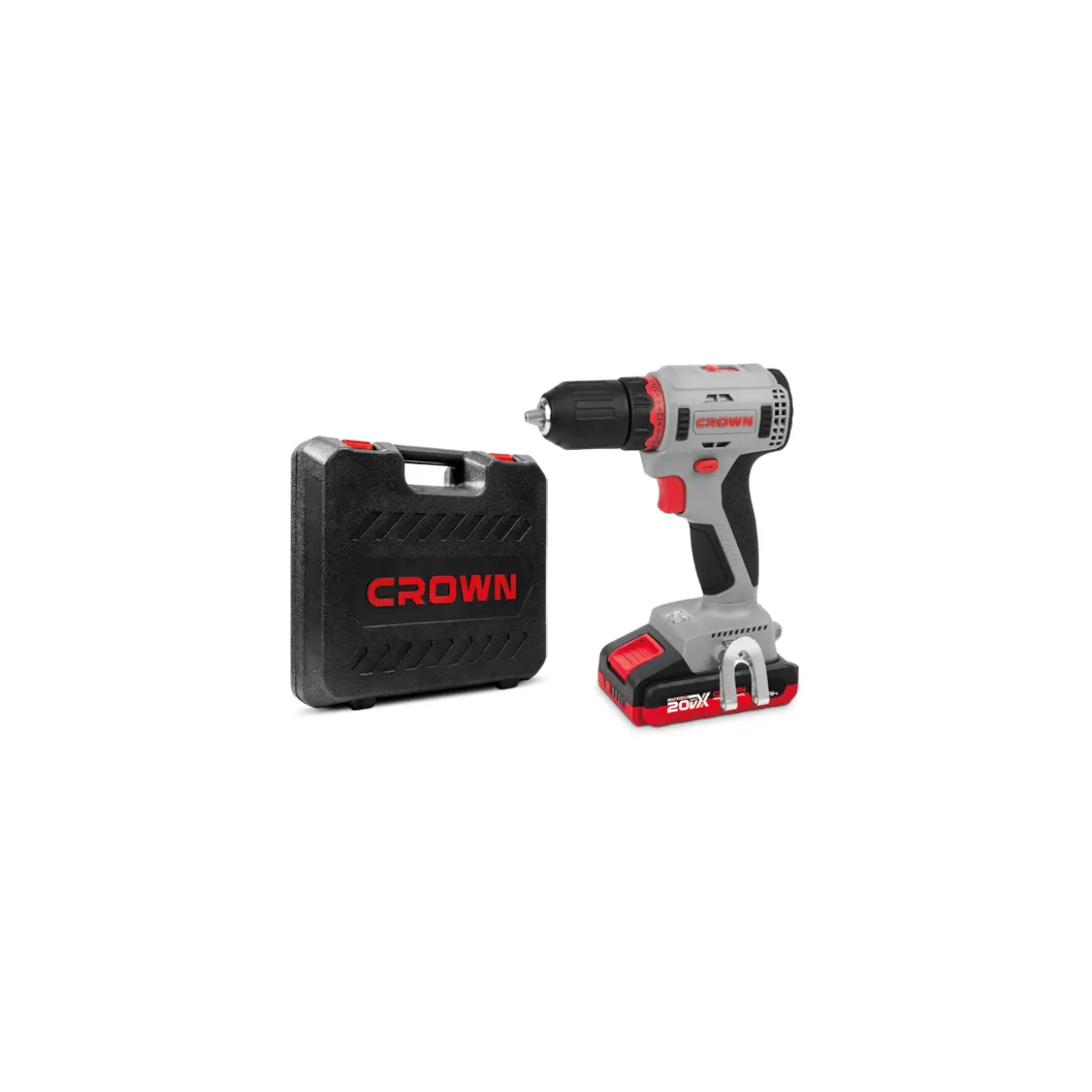 Taladro atornillador batería Crown 20V/2Ah 35/55Nm