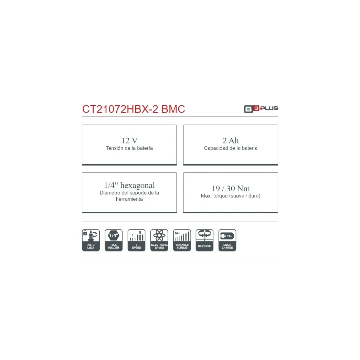 Taladro atornillador hexagonal batería Crown 12V/2Ah