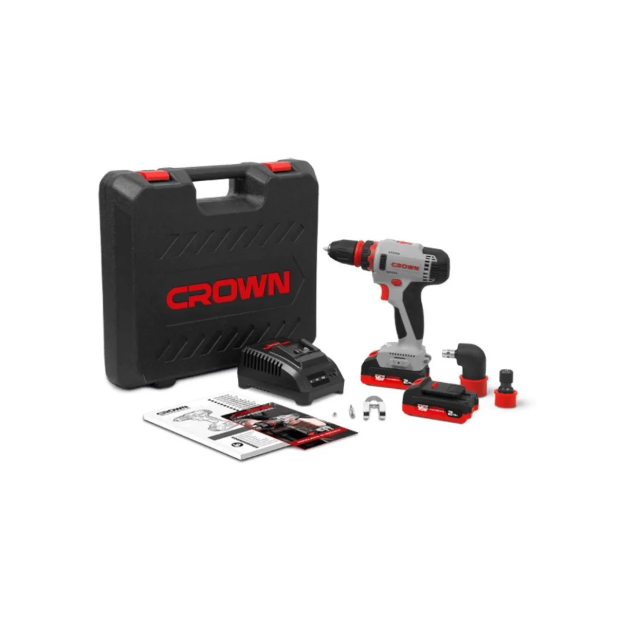 Taladro atornillador multicabezal Crown 16V/2Ah