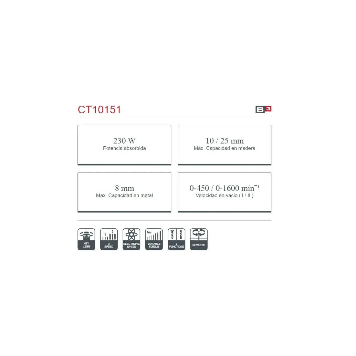 Taladro destornillador eléctrico Crown 230W