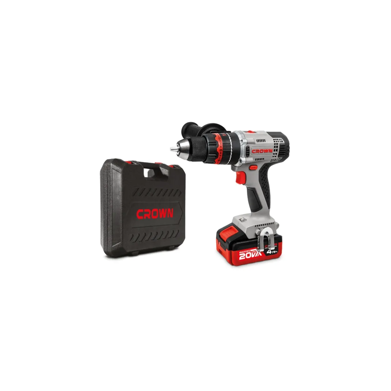Taladro percutor Crown 20V/4Ah 40/60Nm