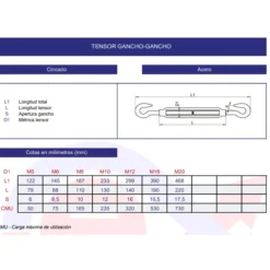 Tensor DIN-1480 gancho-gancho cincado