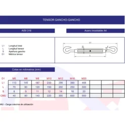 Tensor DIN-1480 gancho-gancho inoxidable A4
