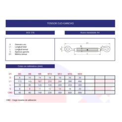 Tensor DIN-1480 ojo-gancho inoxidable A4