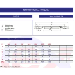 Tensor horquilla-horquilla inoxidable A4