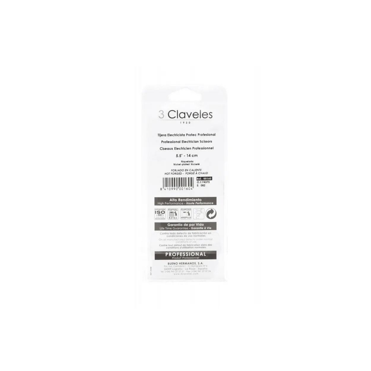 Tijera 3Claveles electricista protec profesional