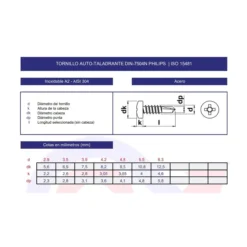 Tornillo autotaladrante DIN-7504N inoxidable A2