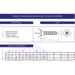 Tornillo DIN-7505A VELOX PZ cincado negro
