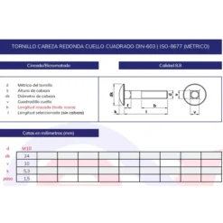Tornillo DIN-603 cosechadora 8.8 bicromatado