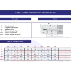Tornillo directo hormig贸n cabeza reducida cincado TORX