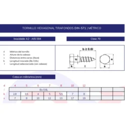 Tornillo hexagonal DIN-571 inoxidable A2