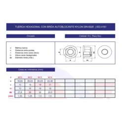Tuerca autoblocante brida DIN-6926 paso fino