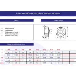 Tuerca hexagonal DIN-929 soldable